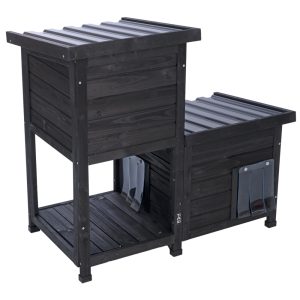 TIAKI Midnight katthus i två våningar - L 91,5 x B 49 x H 82,5 cm