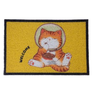 TIAKI "Welcome" dörrmatta med kattmotiv - L 80 x B 50 cm
