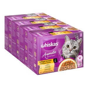 Ekonomipack: Whiskas 1+ Aromatic Selection 96 x 85 g - Fjäderfä i sås