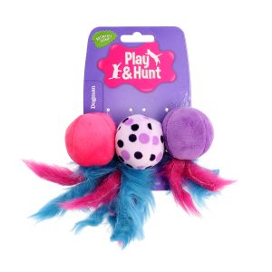 Kattleksak Fjäderbollar 3p Rosa