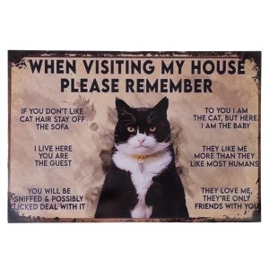TIAKI dekorativ skylt "Cat house rules" att hänga upp - 1 St