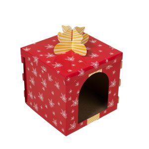 TIAKI klösmöbel röd presentförpackning - L 37,5 x B 37,5 x H 50 cm