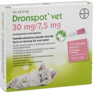 Dronspot vet, spot-on, lösning 30 mg/7,5 mg 2 st för katt