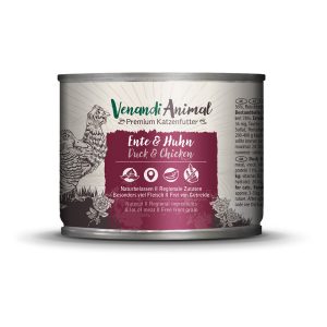Ekonomiförpackning Venandi Animal Adult Cat 24 x 200 g - Ekonomipack: Anka med kyckling