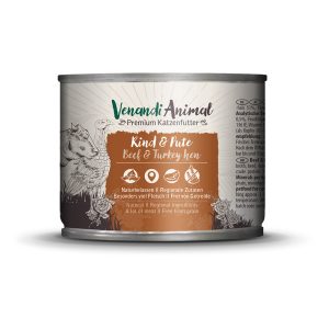 Ekonomiförpackning Venandi Animal Adult Cat 24 x 200 g - Ekonomipack: Nötkött med kalkon