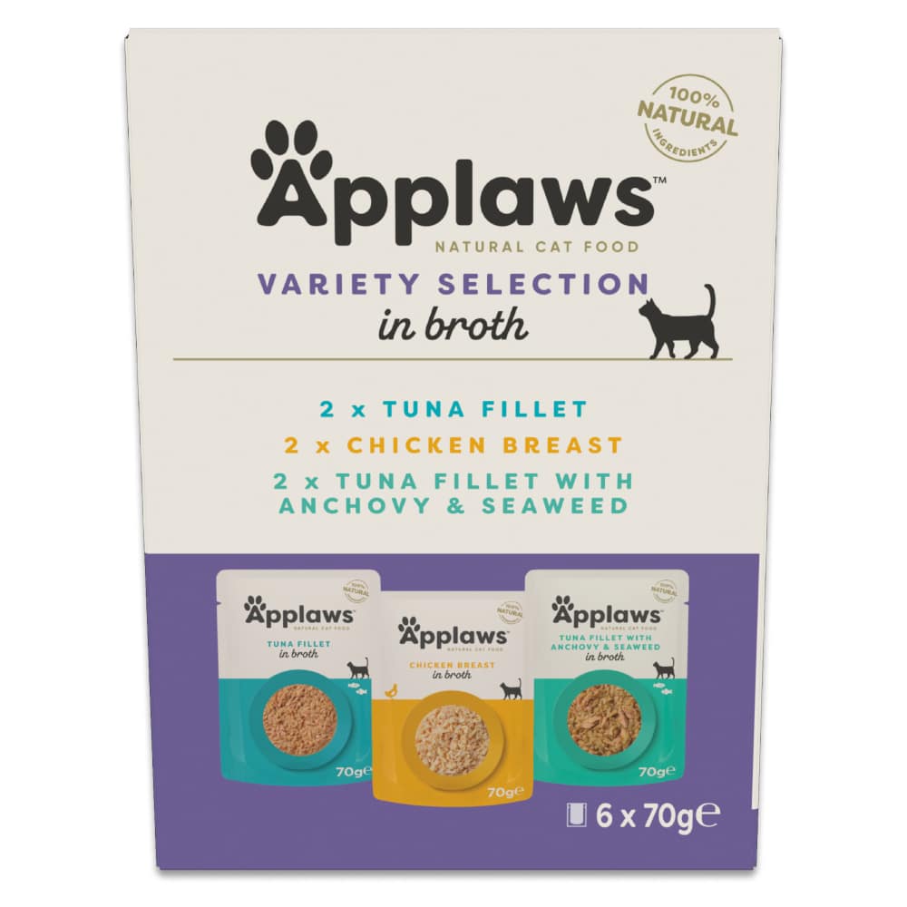 Applaws Pouch med buljong mixpack 12 x 70 g - Mixpack tonfisk och kyckling (3 sorter)