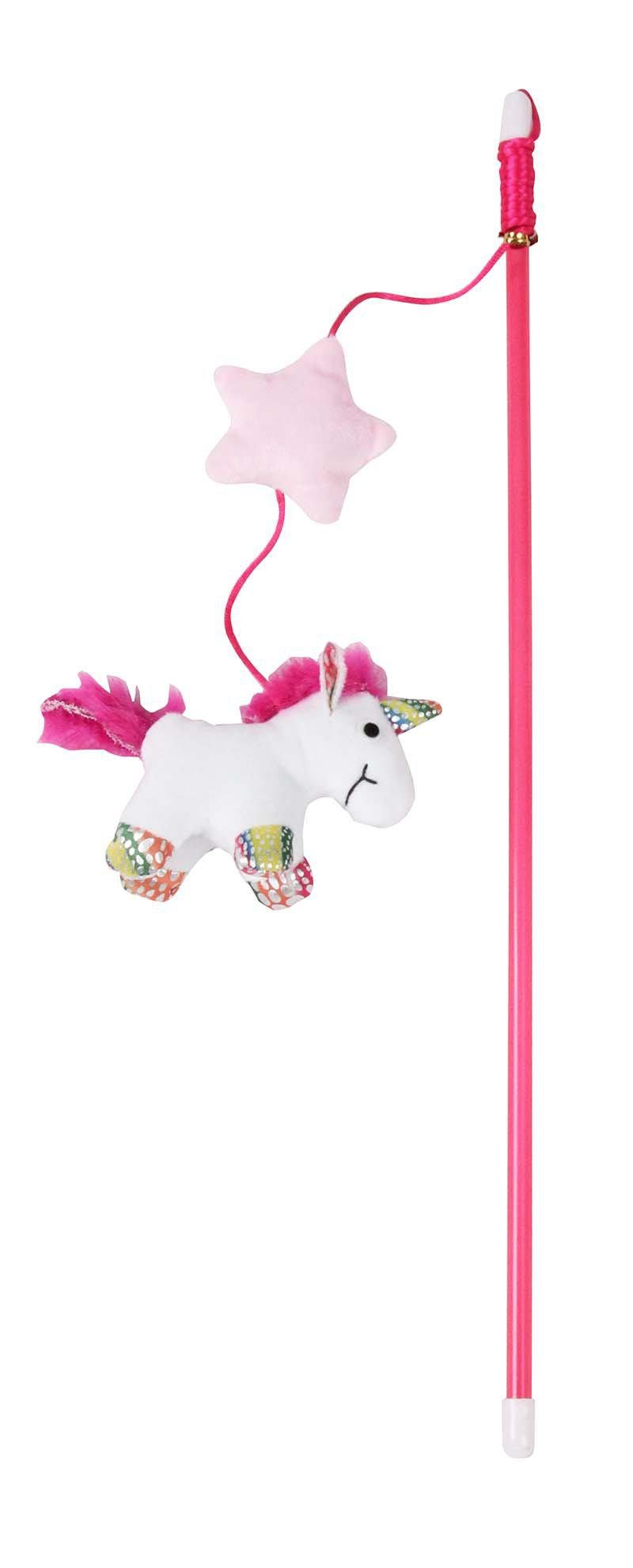 Pawise Kattvippa Unicorn Teaser Catnip - 46 cm / Rosa/Vit