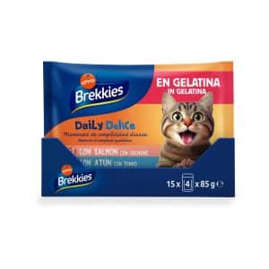 Brekkies Daily Delice 4 x 85 g - Lax + Tonfisk