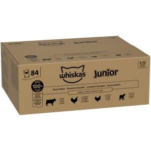 Jumbopack: Whiskas Junior portionspåsar 84 x 85 g - Klassiskt urval i sås