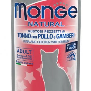 Monge Natural Tonfisk, Kyckling & Räka 80 g för katter