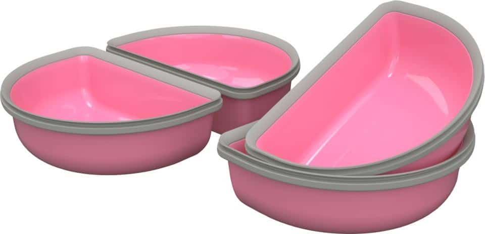 Surefeed delad skål rosa, 4 st