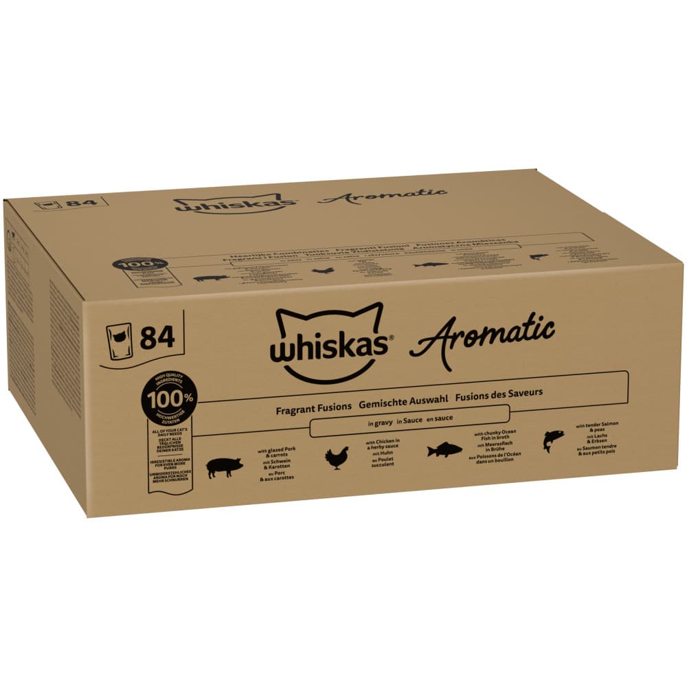 Whiskas 1+ Adult i portionspåse 84 x 85 g - Doftande fusion i sås