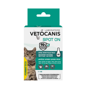 Anti-parasit Spot on Katt 4 x 1,2 ml - Katt - Kattvård & Tillskott - Fästingmedel & skydd mot ohyra hos katt - Vetocanis - ZOO.se
