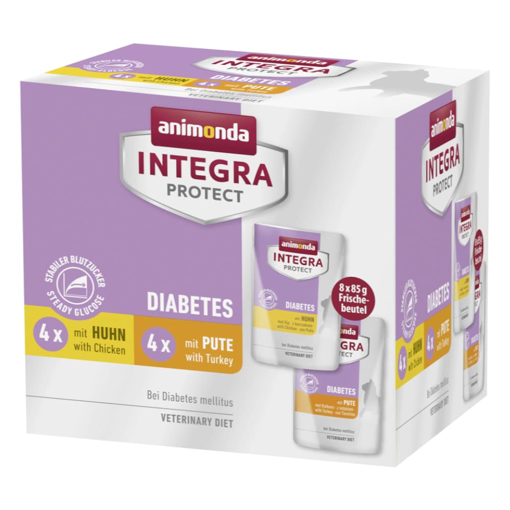 Ekonomipack: animonda Integra Protect Adult Diabetes 48 x 85 g - Mixpack (kyckling + kalkon)