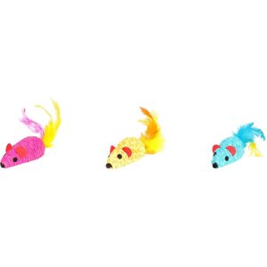 Flamingo kattleksak Shuka mus + fjäder 15 cm