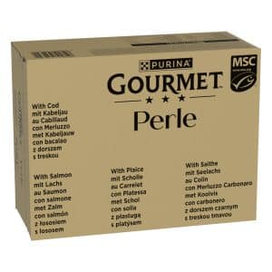 Jumbopack: Gourmet Perle 96 x 85 g - Möra bitar från havet i sås (4 sorter)