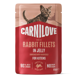 Kitten Pouch Jelly med Kanin och Ringblomma Våtfoder för Katt - 24 st x 85 g