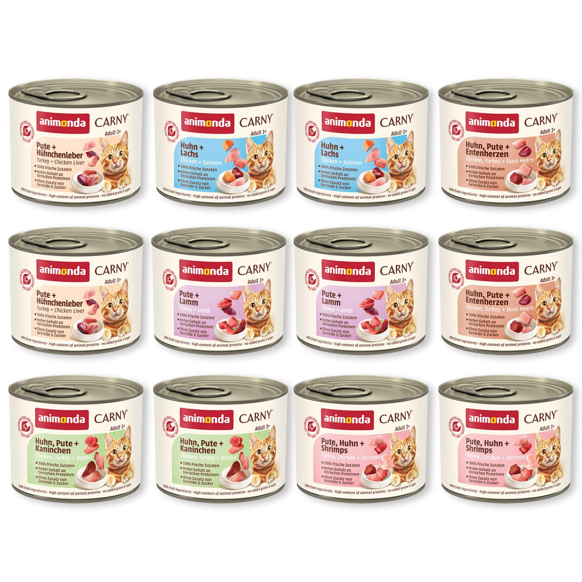 Mixpack: animonda Carny Adult 12 x 200 g - Blandpack III fjäderfä (utan nötkött)