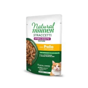 Natural Trainer Straccetti Mature Sterilised strimlor i sås - 56 x 70 g med kyckling