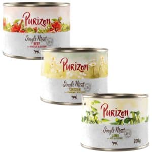 Purizon Single Meat 6 x 200 g - Blandpack: Kyckling, nöt, lamm