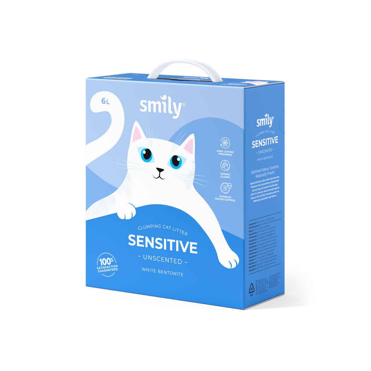 Smily White Bentonite Unscented Kattsand 6 L