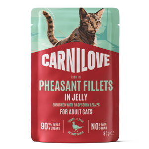 Adult Pouch Jelly med Fasan och Hallonblad Våtfoder för Katt - 24 st x 85 g