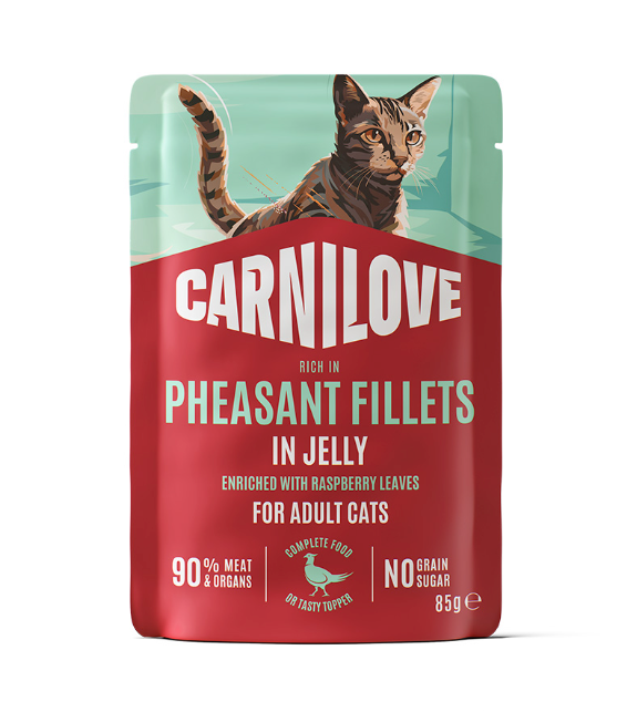 Adult Pouch Jelly med Fasan och Hallonblad Våtfoder för Katt - 24 st x 85 g