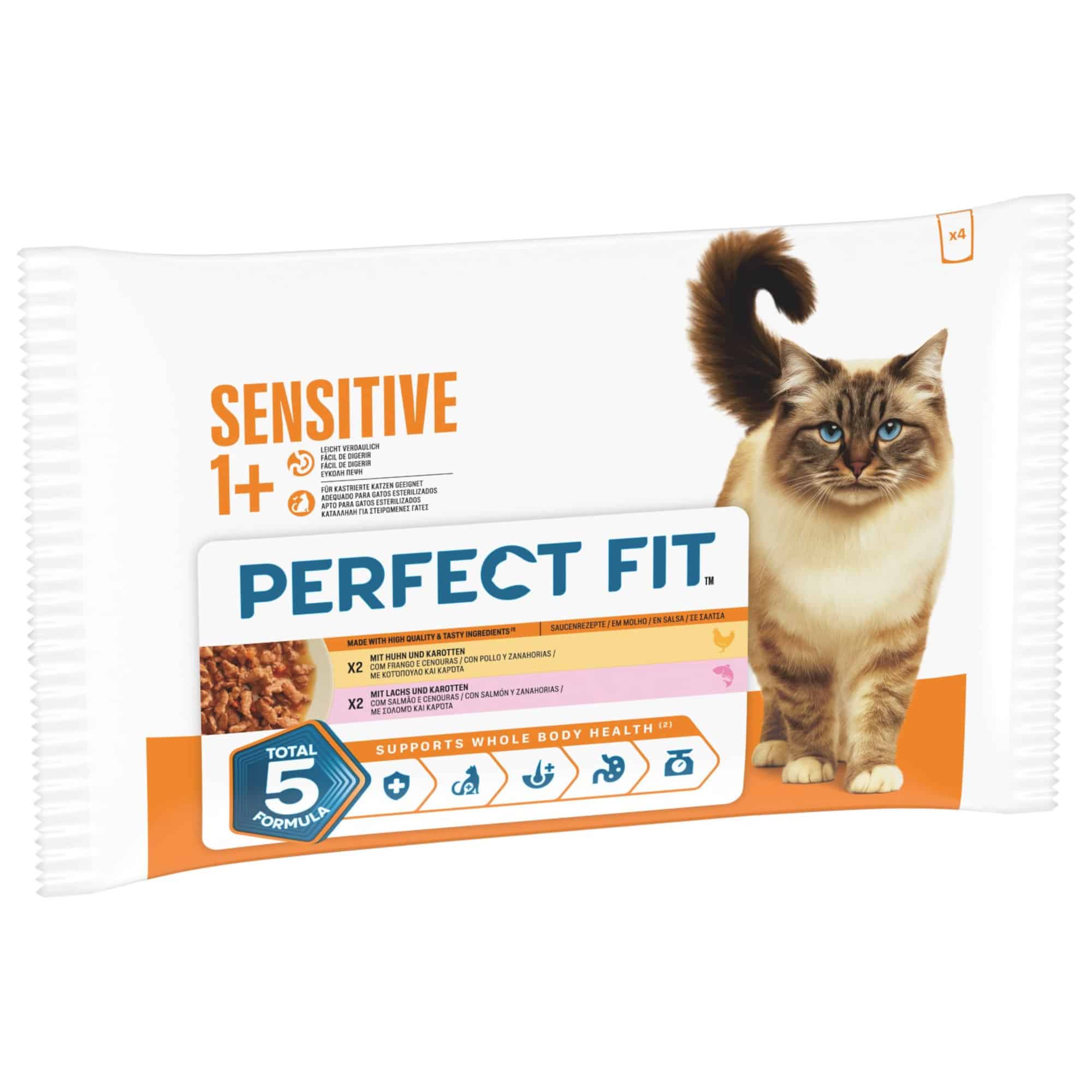 Perfect Fit Sensitive 1+ - Mixpack kyckling + lax (4 x 85 g)