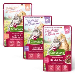 GranataPet Delicatessen i sås 12 x 100 g - Fjäderfämix (3 sorter)