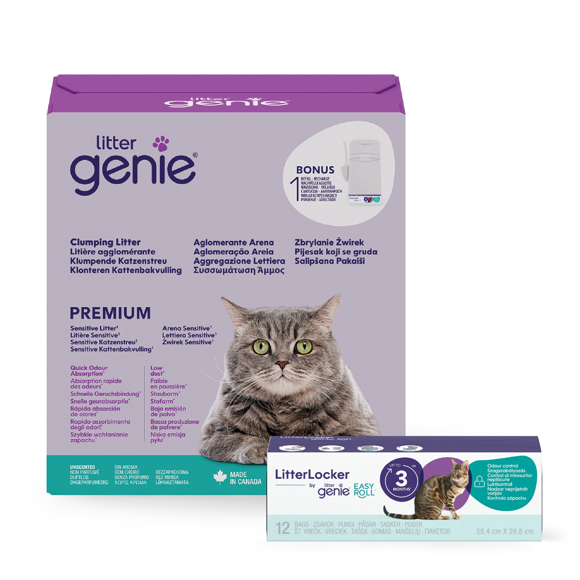 Litter Genie kattströ Premium Sensitive - 11 kg + EasyRoll påfyllningskassett