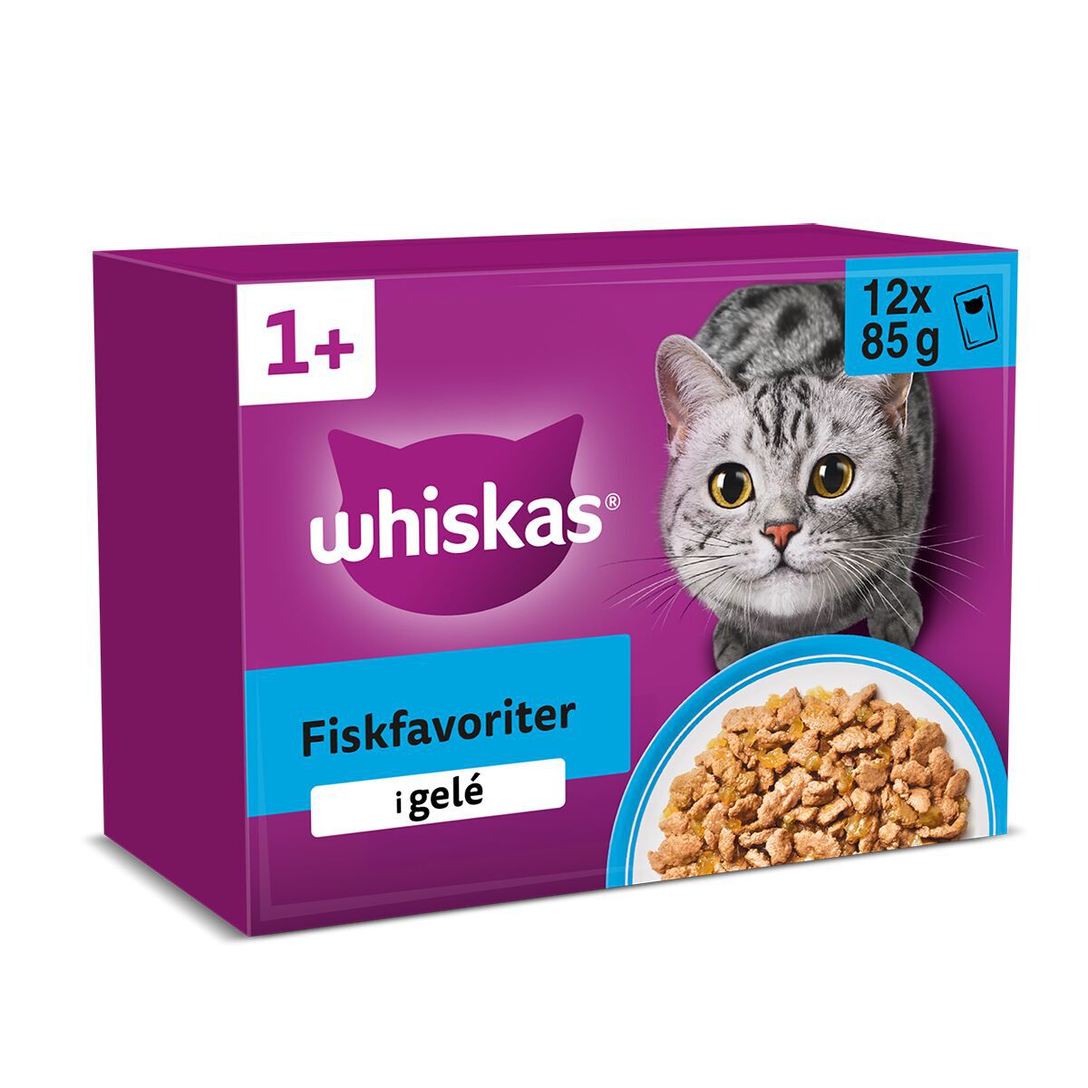 Whiskas 1+ Fish Selection Våtfoder till katt 12x85 g