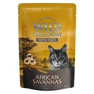 Wild Freedom Triple Taste Pouches 8 x 85 g - African Savannas - Kyckling med nötkött & get