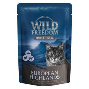 Wild Freedom Triple Taste Pouches 8 x 85 g - European Highlands - Kyckling med lax &; lamm
