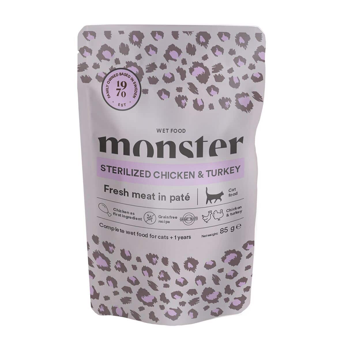 Monster Cat Adult Sterilized Chicken/Turkey Våtfoder till Katt