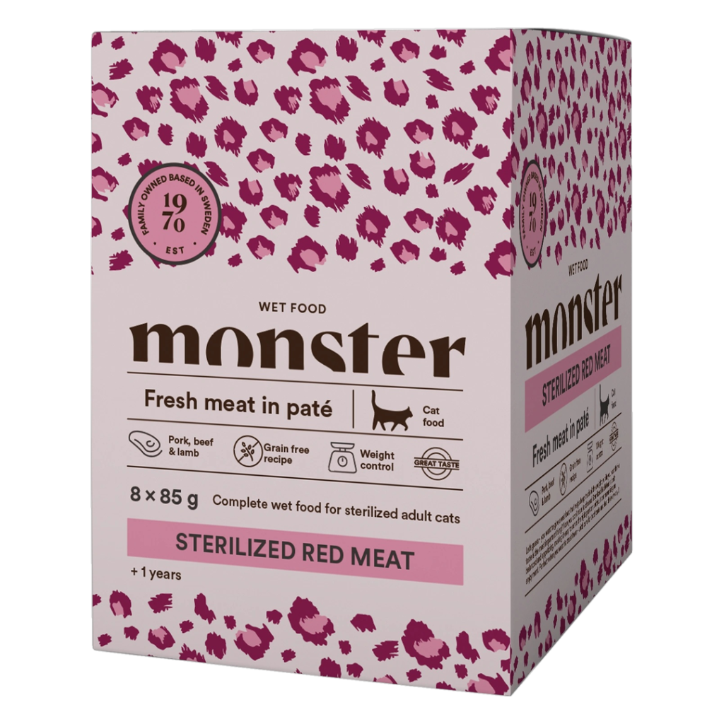 Monster Våtfoder Sterilized Red Meat 8 x 85 g - Katt - Kattfoder & kattmat - Blötmat & våtfoder till katt - Monster Pet Food - ZOO.se