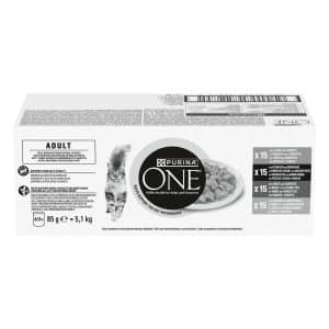 PURINA ONE Adult Cat Mix Meat & Vegetables - Ekonomipack: 120 x 85 g