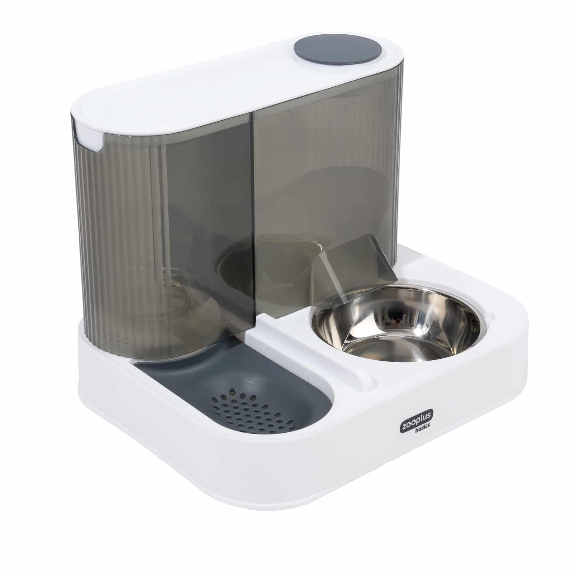 zooplus Basics foder- och vattendispenser - 1,8 l torrfoder, 850 ml vatten